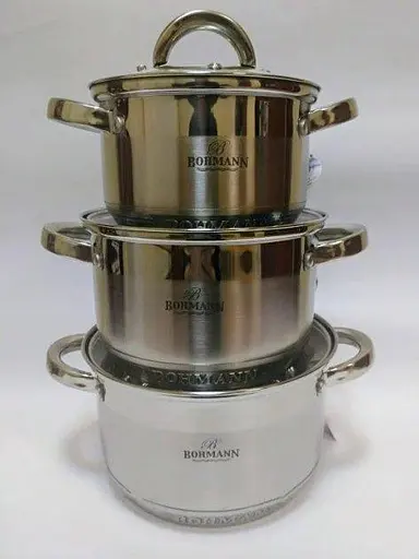 Универсальный набор кастрюль с крышками Bohmann BH-0714 из нержавеющей стали 6 предметов - фото 5
