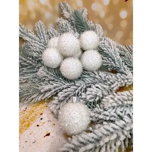 Набір ялинкових кульок Їжачок 40 мм елегантний святковий 8 шт Білий - фото 1