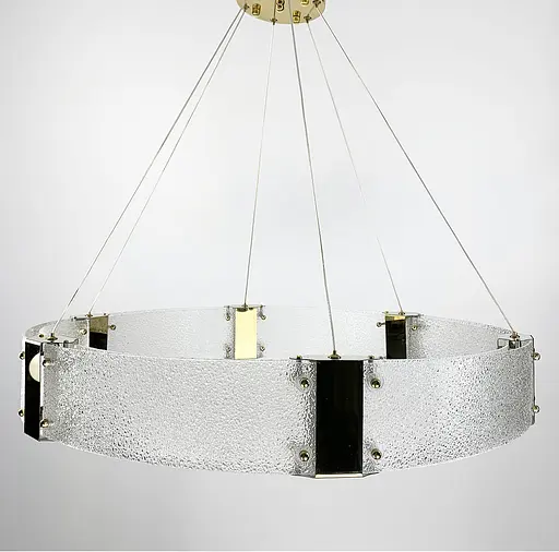 Дизайнерская LED люстра с фактурным стеклом в золотом каркасе Line.F Диаметр 80см - фото 5