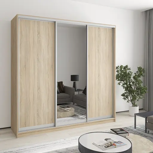 Шафа-купе тридверна MebelStar Комбо AL 2ДСП/Дзеркало 210x60x210 см Дуб сонома (MBS-3353)