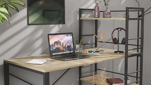 Письменный стол Ferrum-decor Серии Коннект с этажеркой 75x120x60 черный ДСП Дуб Сонома 16мм (FRD-104222) - фото 2