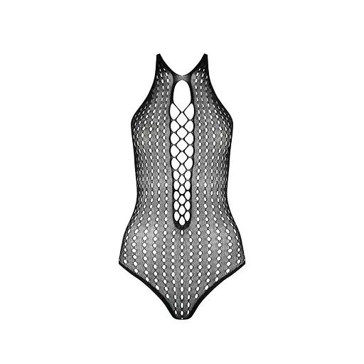 Бодистокинг с декольте Passion BS088 black имитация корсетной шнуровки One size - фото 5