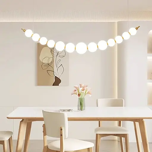 Светодиодная дуговая люстра на 13 белых шаров длиной 110 см Line F | Ст. SG43-1100 AB - фото 7