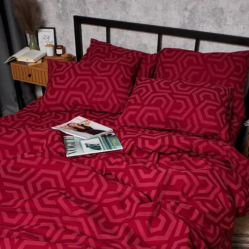 Комплект постільної білизни Moon&Star Бязь Gold Люкс Burgundy Charm King Size 220x240 наволочки 2х50х70 - фото 7