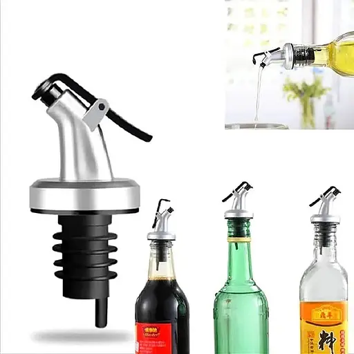 Пробка-носик гейзер дозатор для разлива из бутылки масла уксуса с металлическим носиком 8 см, Kitchen Master Стальной 86315 - фото 10