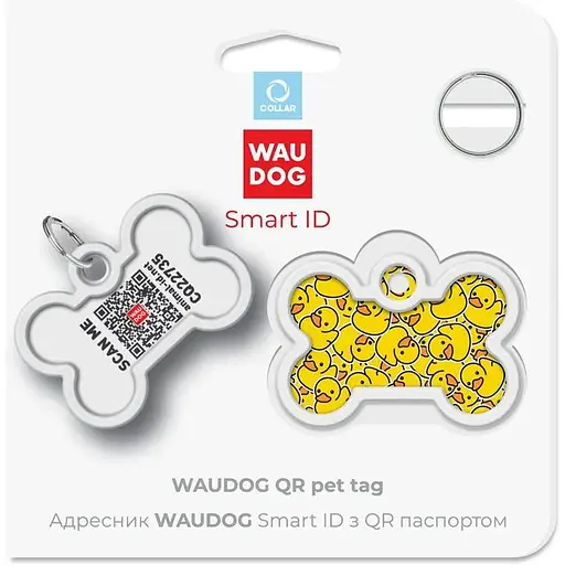 Адресник для собак и кошек Waudog Smart ID металлический с QR паспортом, рисунок "Утки" - фото 5