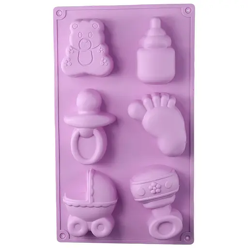 Форма силіконова на планшеті 3D-молд "Дитячий" на 6 фігурок 29x17 см, Kitchen Master Салатовий 87500 - фото 5