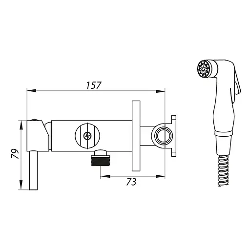 Гігієнічний душ прихованого монтажу Zerix LR5398-2 LL1461, Хром - фото 2