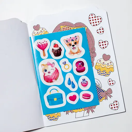 Водная раскраска "Девочки" Ранок 10171026, 8 страниц, 20 наклеек - фото 3