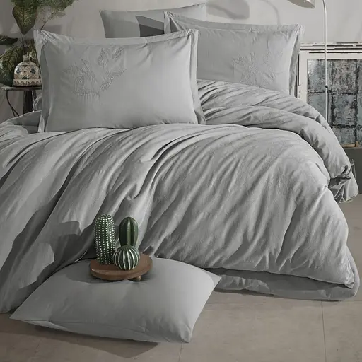 Постільна білизна Marlet V5 Gri Ранфорс Жаккард з вишивкою Clasy pbe0052072 - фото 1