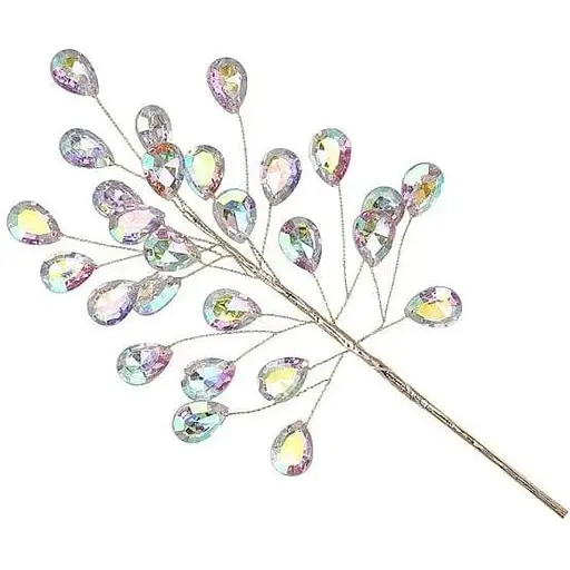 Декоративная ветка с перламутровыми кристаллами для декорации 23.5 см - фото 1