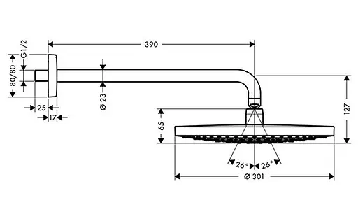 Верхній душ Hansgrohe Raindance Select S 300 2jet Air з тримачем хром білий 27378400, Хром - фото 2