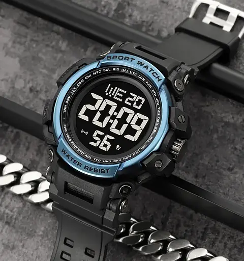 Годинник чоловічий наручний спортивний Skmei 2422 (Чорний з синім) - фото 3