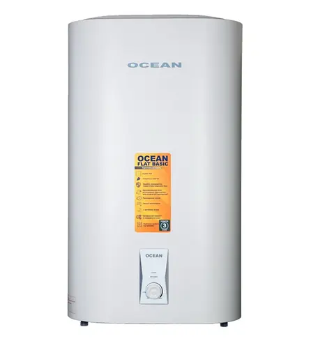 Водонагреватель Ocean FLAT BASIC 80 Л, 2 кВт, сухой ТЭН, прямоугольный, вертикальный, белый (RZB80M ET+DT) - фото 1