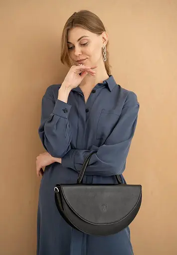 Жіноча шкіряна сумка Сhris maxi чорна - фото 3