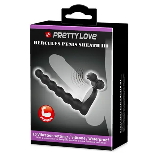 Насадка на пенис с вибрацией и эрекционным кольцом Pretty Love Hercules Penis Sheath III 15.3 см черный - фото 7