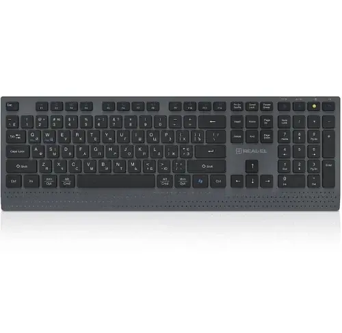 Клавиатура беспроводная Real-El RK-715W, черный/Grey, EN/UA, bloetooth/2.4GHz/USB, мембранные клавиши (109 шт), радиус действия до 10 м - фото 1
