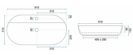 Умивальник Rea Aura 61 blue shiny накладний REA-U6618, Синий - фото 4