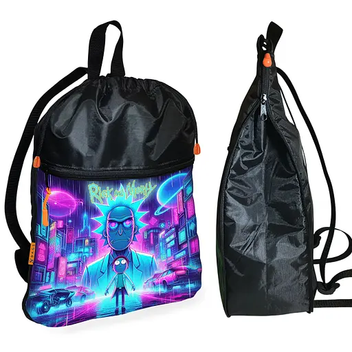 Рюкзак-мішок для взуття, спортивної форми Рік і Морті дитяча сумка для змінки з розширювачем (01384)
