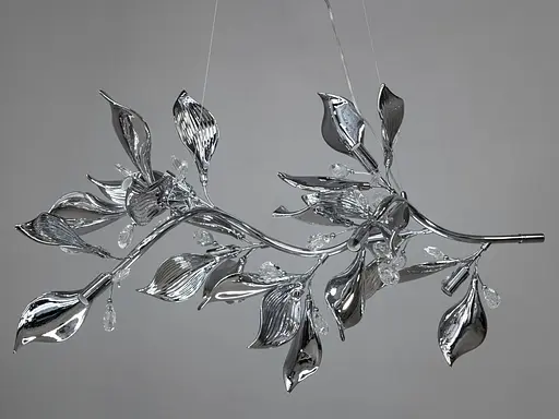 Сучасна підвісна фарфорова люстра витягнутої форми, 9 ламп, хром - фото 1