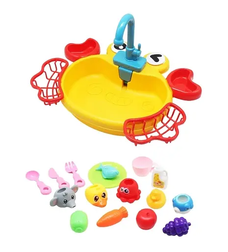 Кухонна мийка Краб 177-34, тече вода, аксесуари (6967499400053) Жовтий - фото 1