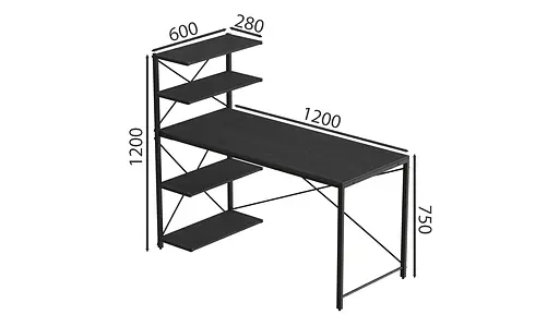 Компьютерный стол Джек 75x120x60 Черный ДСП Сосна Кембра FRD-104381 - фото 3