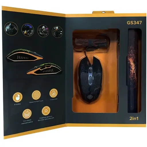 Комплект игровая мышь + коврик GamePro GPGS-347 Gameset 2in1 USB - фото 9