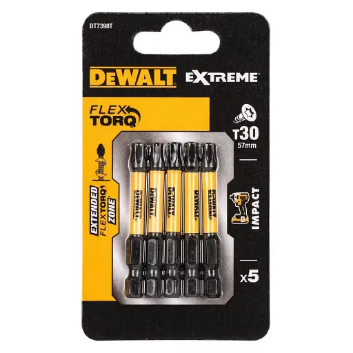Набір біт DeWalt Impact Torsion ударні Torx Т30 L=57 мм 5 шт. (DT7398T) - фото 2