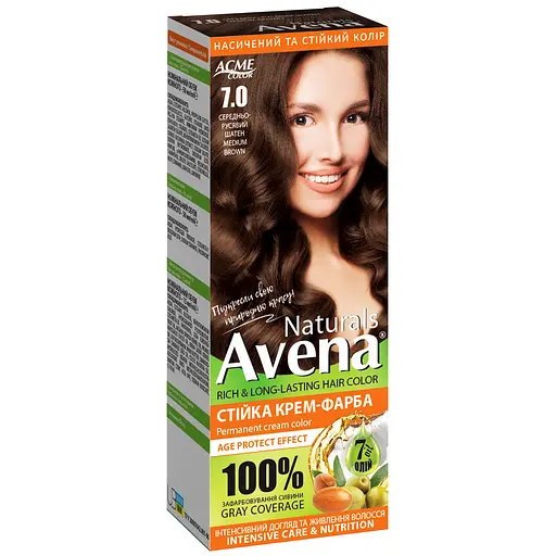 Стійка крем-фарба для волосся Acme Color Avena Naturals 7.0 середньо-русявий шатен - фото 1
