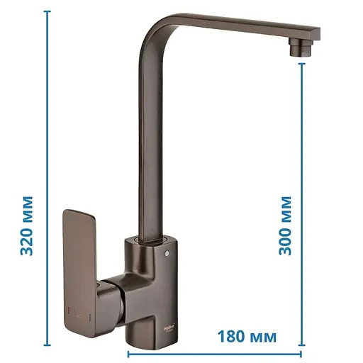 Смеситель для кухни Haiba Kubus 017 graphite HB4008 Графит - фото 2