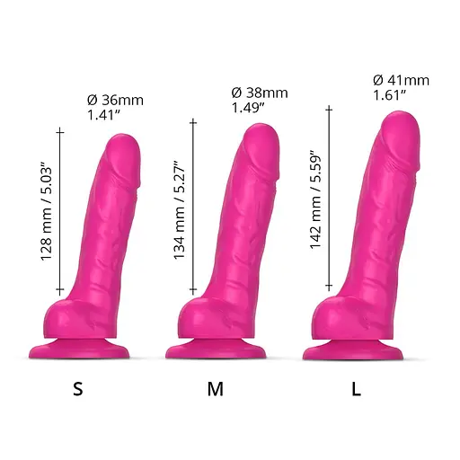 Реалістичний фалоімітатор Strap-On-Me Sliding Skin Realistic Dildo Fuchsia - S, ефект рухомий до - фото 4