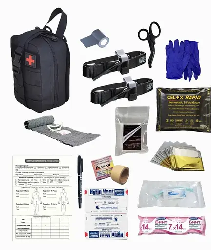 Аптечка укомплектованная №4 в подсумке с быстрым сбросом темно-синий - фото 1