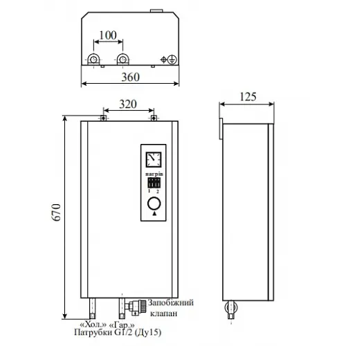 Проточный водонагреватель Dnipro КЭВ-П 12 кВт (КЕО-12(380)-П вертикальный) - фото 3