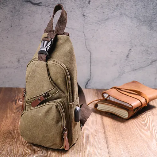 Современная сумка через плечо с usb кабелем мужская из плотного текстиля Vintage 15х31х6 см sum0021418 - фото 7