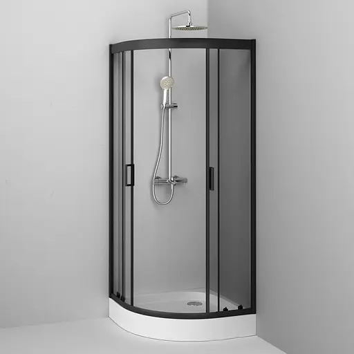 Душевая кабина Am.Pm Gem 1/ 4 Round 80x80 см без поддона black W90UG-401-080BT, прозрачный, черный - фото 4