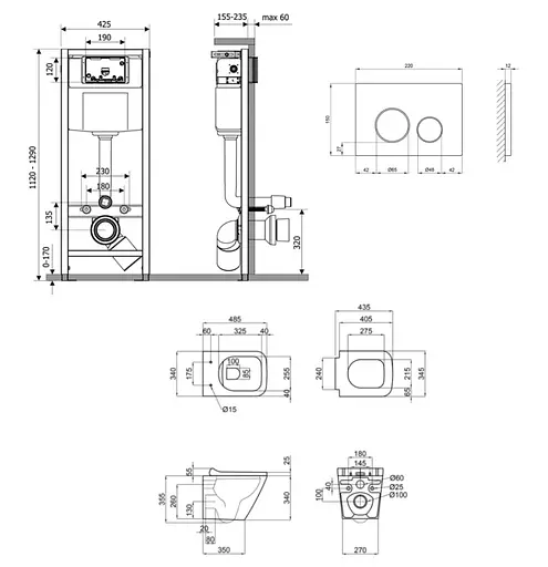 Набір Q-tap Nest 4 в 1 підвісний унітаз Tern Ultra Quiet 490x365x325 + комплект інсталяції QT1733052EUQW45159 - фото 2