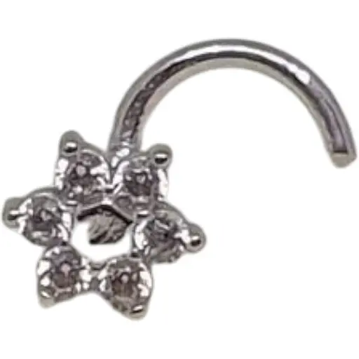 Серебряная серьга-пирсинг Астор в нос с фианитами. 818-2434Р