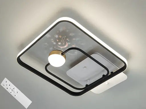 Стельовий світлодіодний світильник з пультом, 45W, чорний+білий - фото 1