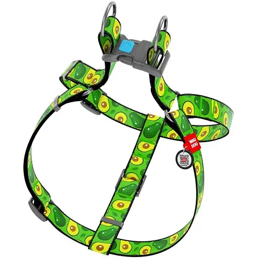 Шлейка для собак Waudog Nylon с QR паспортом, рисунок "Авокадо", пластиковый фастекс - фото 2