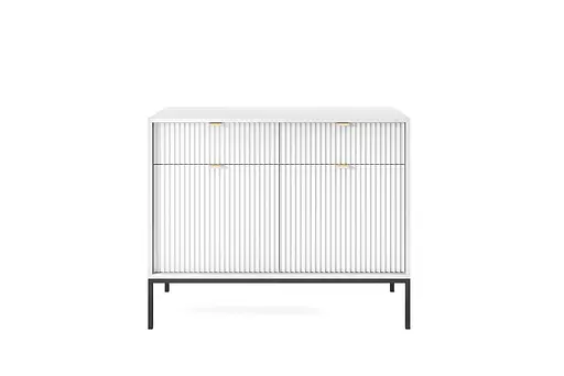 Комод Perfect Home Новая/Nova 2-дверный с 2 ящиками и черными ножками KSZ104 Белый (PFH-091216) - фото 4