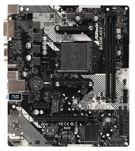 Материнская плата AsRock B450M-HDV R4.0 (B450M-HDV R4.0) (Socket AM4, AMD B450, Micro-ATX) Б/у - фото 1