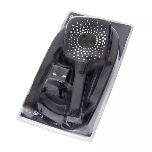 Душовий набір Wezer (лійка 3-режими, шланг, кріплення лійки) WKY-537 Black, Чорний матовий - фото 4