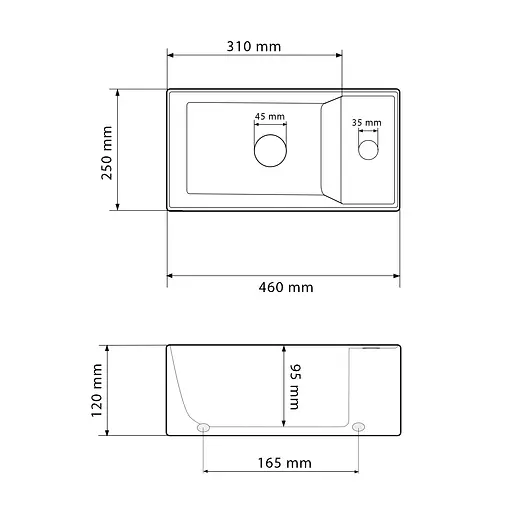 Умивальник VBI Lecce L white накладний підвісний VBI-015604, Білий - фото 2