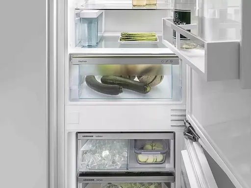 Холодильник Liebherr встраиваемый с нижней морозильной камерой 177x55,9x54,6, холод.отд.-182 л, мороз.отд.-67 л, 2-дверный, A++, NF, льдогенератор, дисплей внутр., белый - фото 5