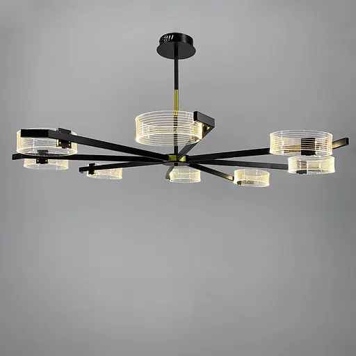 Люстра дизайнерская с акриловыми кругами на 3 режима освещения Line.F J 1828/8 - фото 4