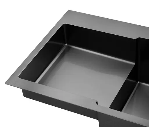 Кухонная мойка Kroner KRP PVD Schwarze - 7848RHM (3,0/1,0 мм) (CV030024) - фото 5