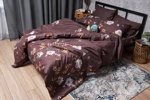 Комплект постільної білизни Moon&Star Микросатин Premium Floral Mocha King Size 220x240 наволочки 2х40х60 - фото 7