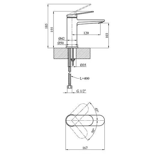 Смеситель для раковины Kroner Element Element 211110-3801 (CV035941) - фото 8