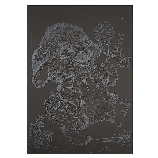 Гравюра А5 Зайка на прогулке ГрА5с-23 эконом-вариант в пакете 21 х 14,8 см