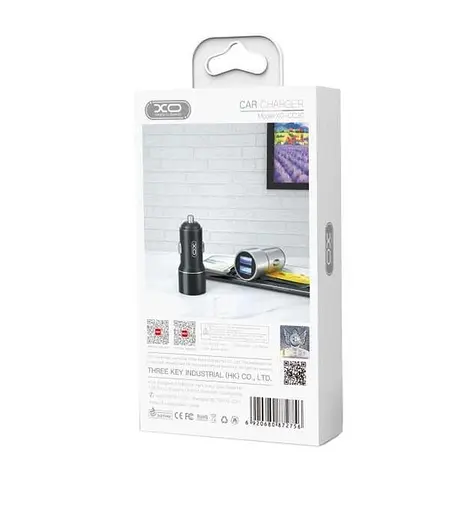 Автомобільний зарядний пристрій XO CC30 Metal car charger Чорний - фото 2